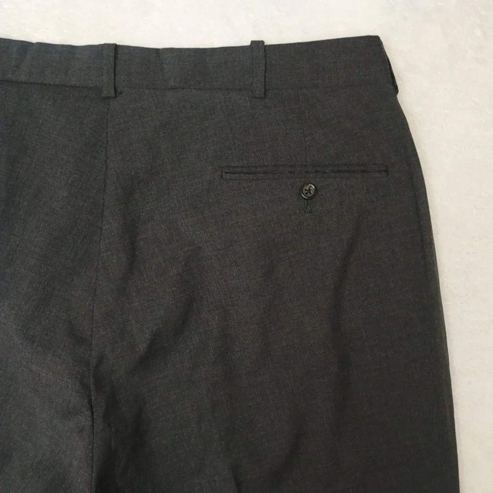 Polo Ralph Lauren Pants Men 36x28 Gray Dress Wool Cuffed Lined Flat Front Hole